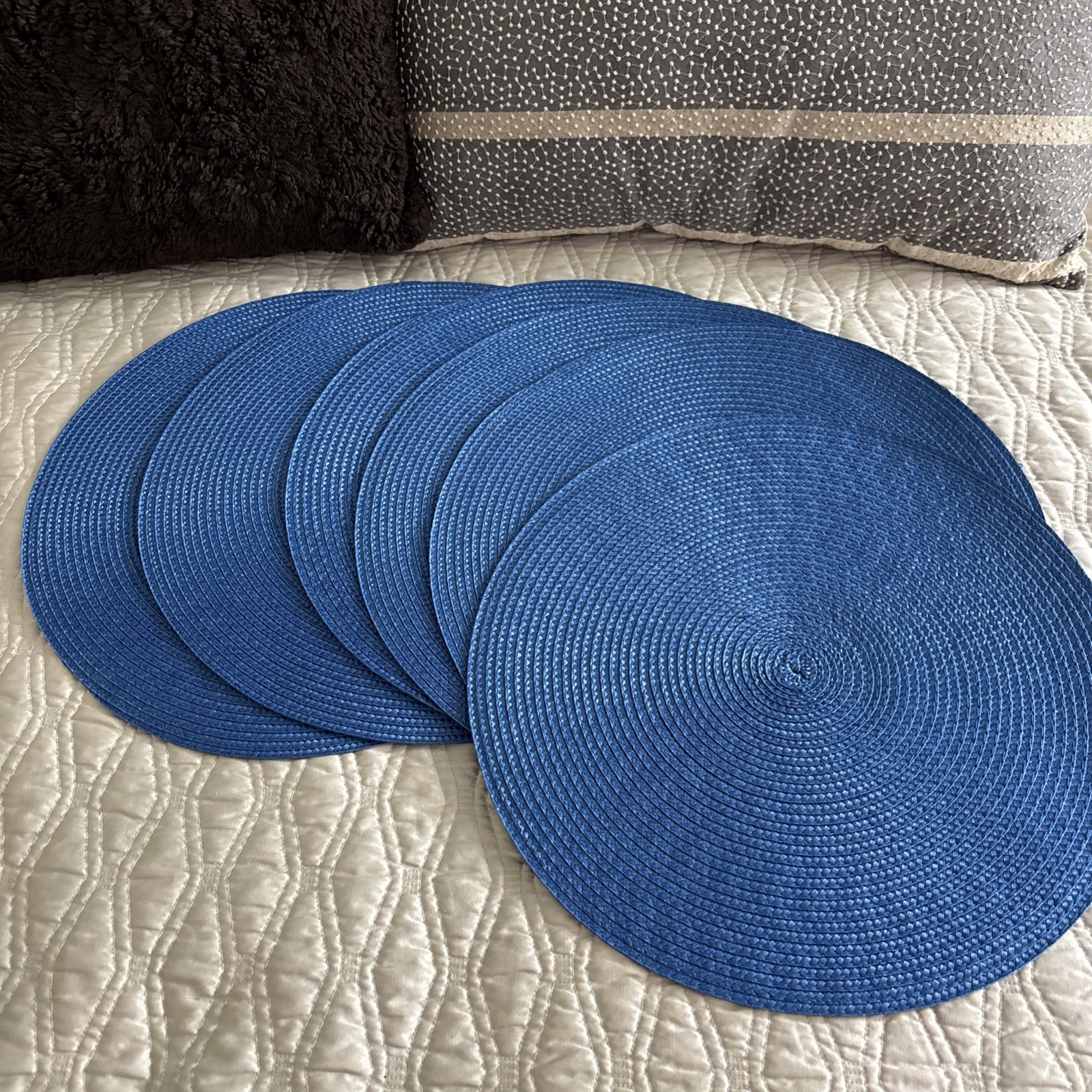 DII Nautical Blue Round 100% Polypropylene Placemat Set of 6 Nautical Blue NWT gallery
