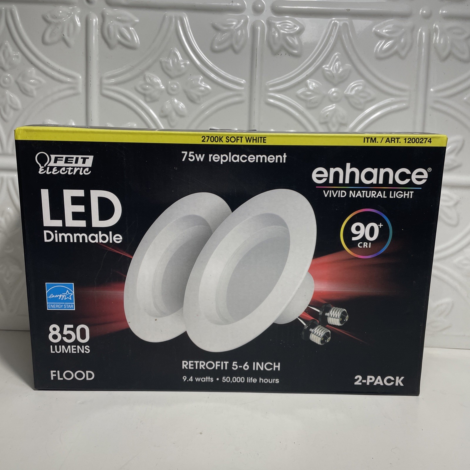 New Feit Electric 75W Bulb, LED 2 Pack Retrofit 5-6 Inch - Soft White 2700k gallery
