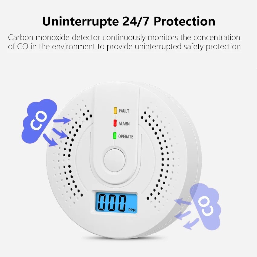 Carbon Monoxide Warning Alarm Sensor LED Digital Battery Powered gallery