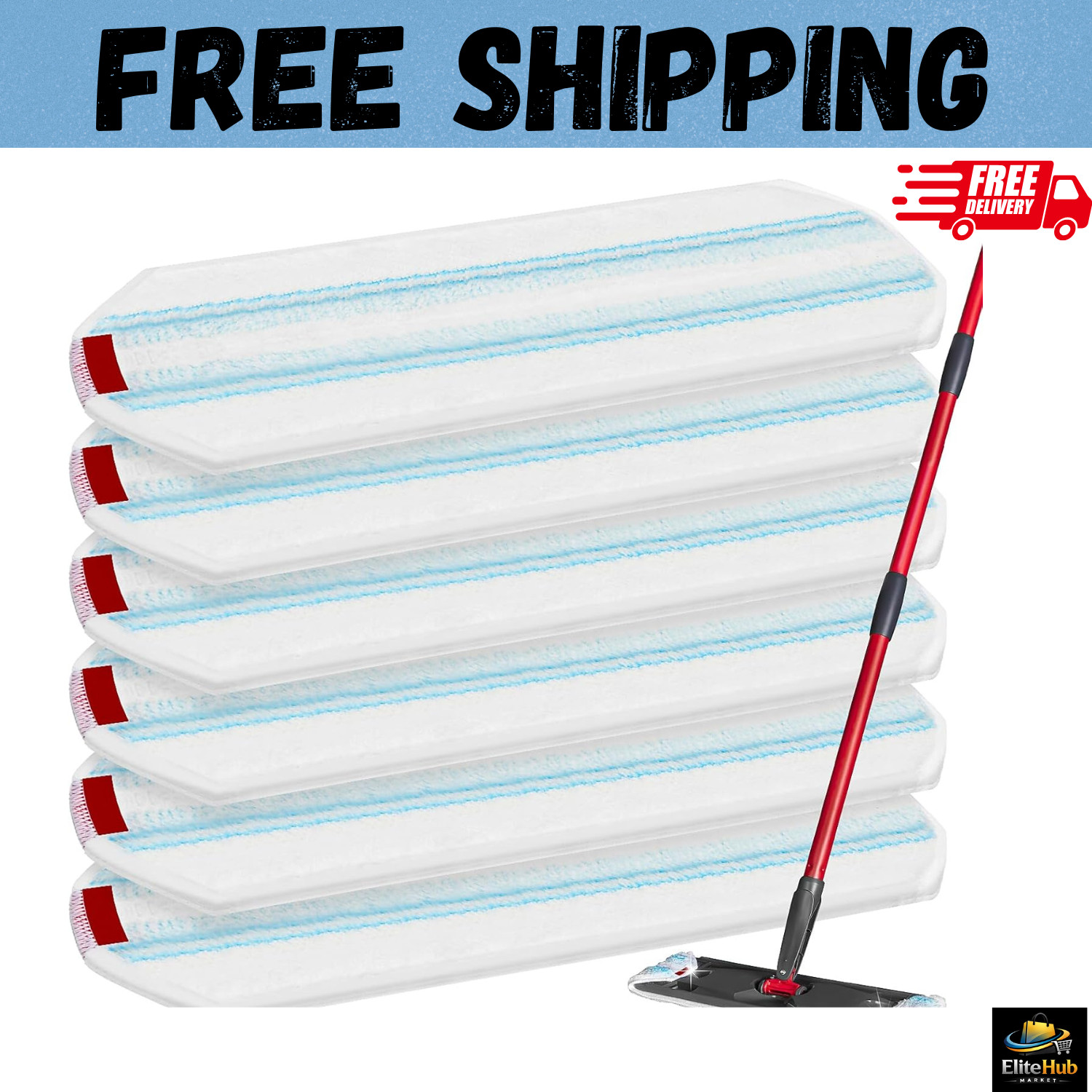 6 Pack Replacement Mop Pads for O-Cedar H2prO Flat Mop System Machine Washable gallery