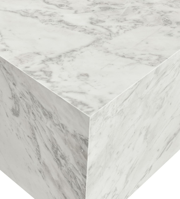 Art Deco White Marble End Table with Grey Veining - 18" Square gallery
