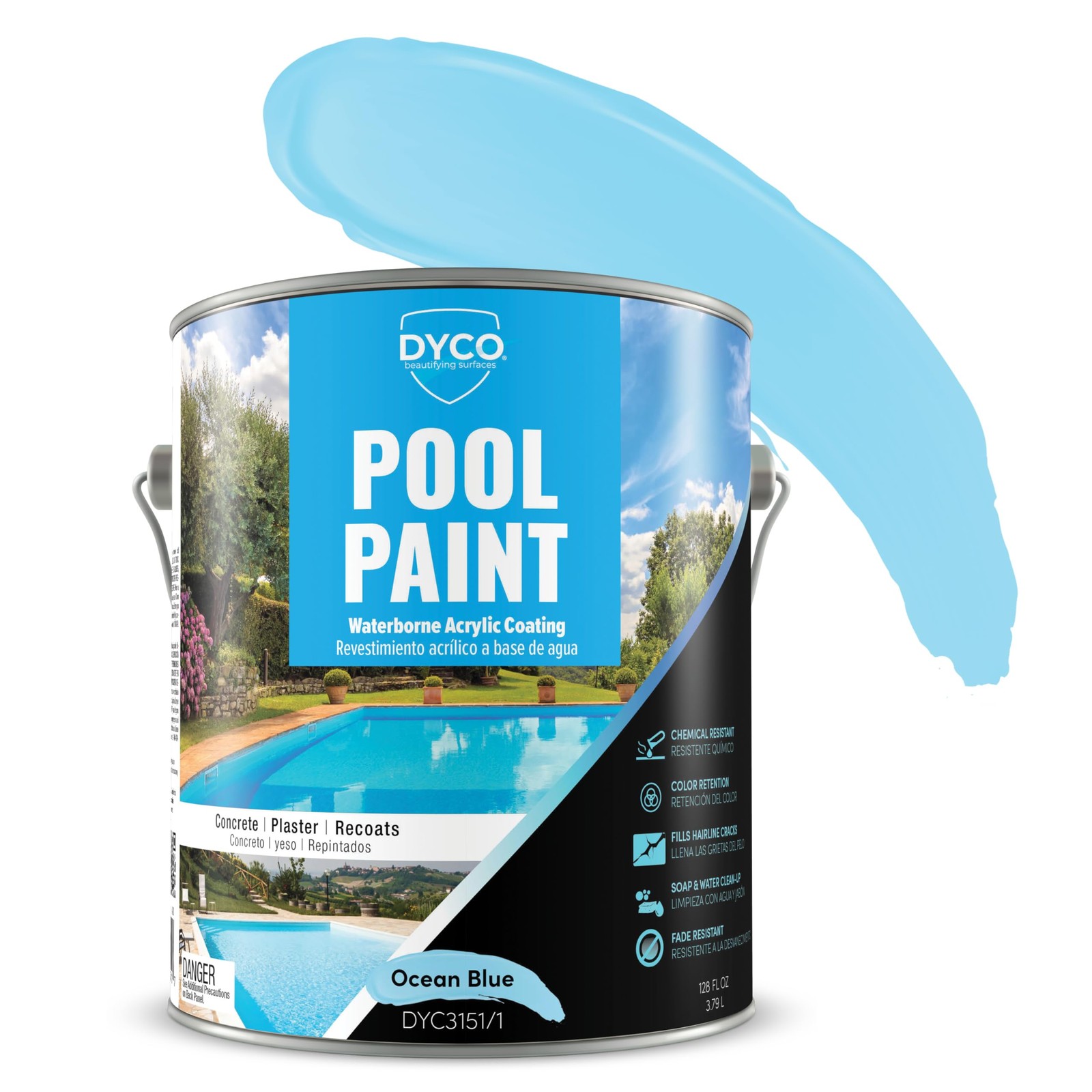 Dyco Waterborne Acrylic Pool Paint, Resistant to UV, Water, Salt, Chemicals, ... gallery