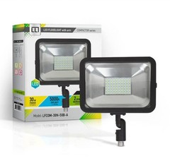 2 Pack! LED Floodlight w/Arm 30W, Daylight 5000K, 2250 Lumens