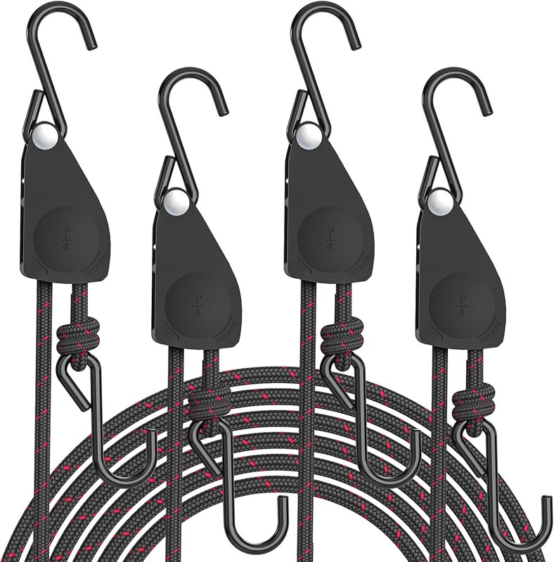 4-Pack 1/8" Adjustable Rope Hanger Ratchet Tie Down Straps Heavy Duty Pulley gallery