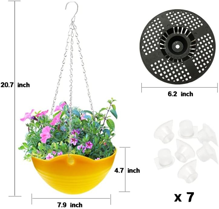 Colorful 8-Inch Self-Watering Hanging Planters - 7 Pack Plastic Pots gallery