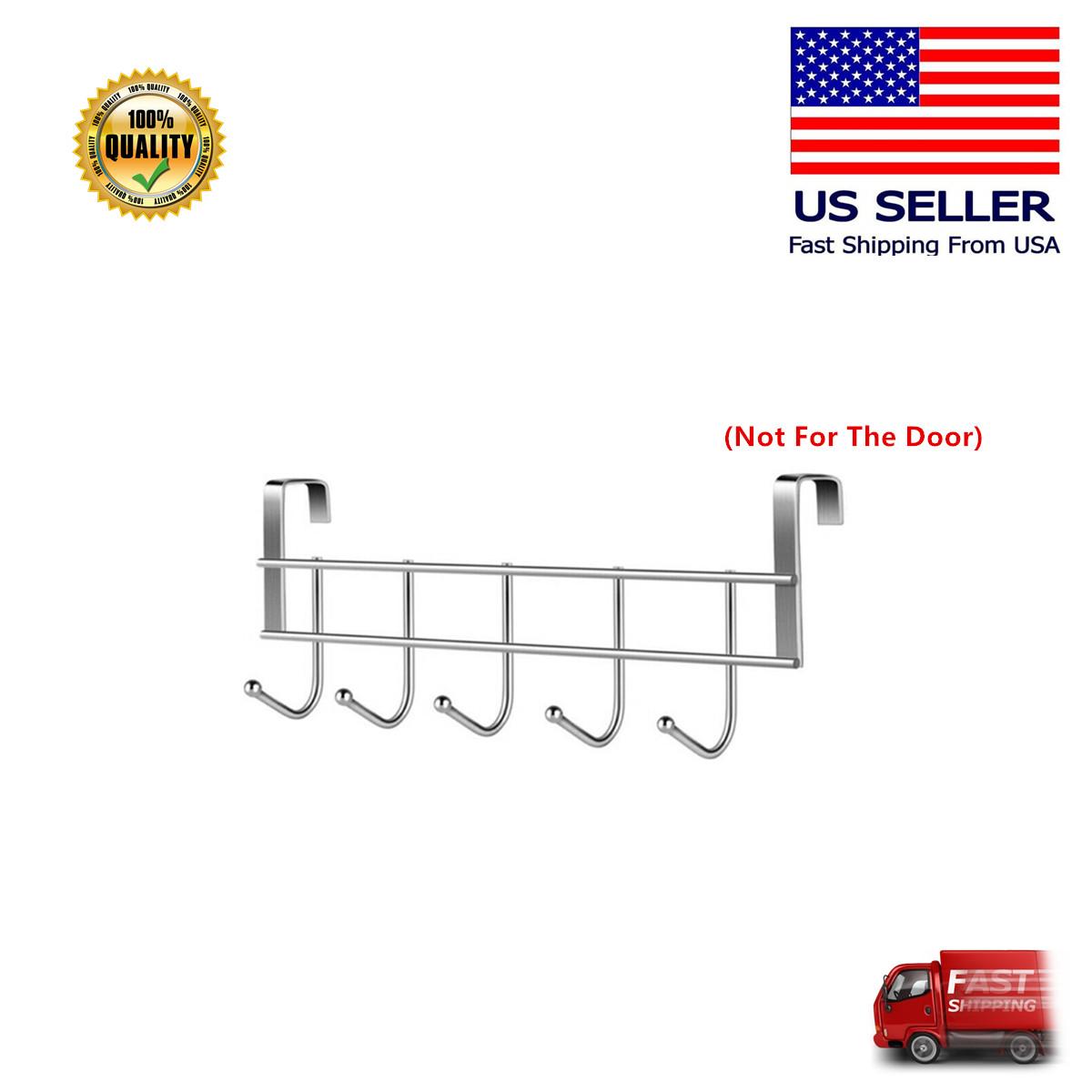 Kitchen Cabinet Rack Hook Cloth Storage Hanger Bathroom Towel Door Metal 5 Hooks gallery