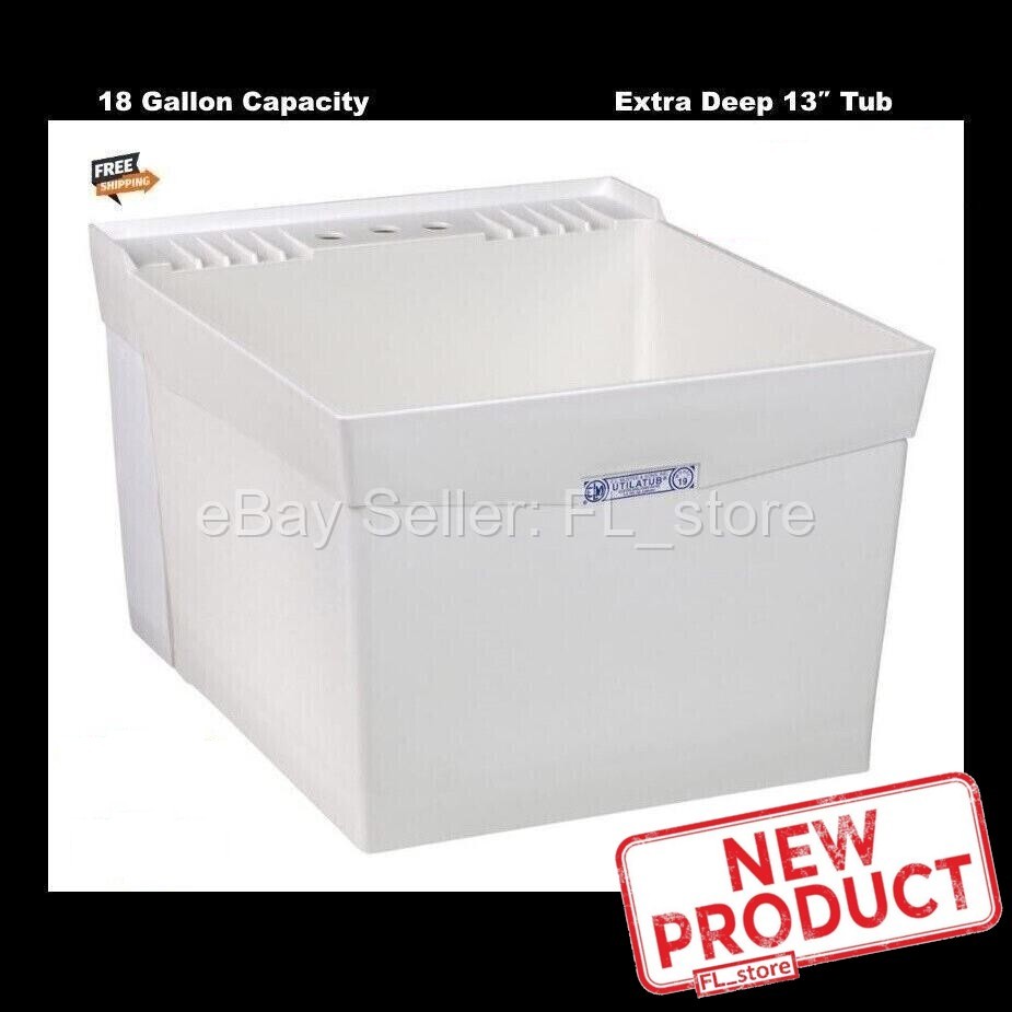 Wall Mount Laundry Utility Tub Slop Sink Wash Room Garage Basement Backyard NEW gallery