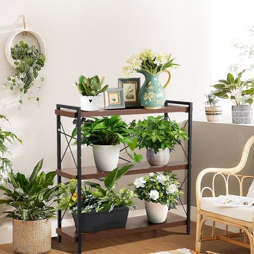 Bookshelf 35.43" Width - Rustic Open 3 Shelf - Dark Walnut - 3 Tiers gallery