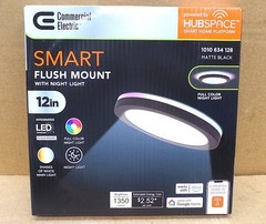 COMMERCIAL ELECTRIC 12″ HUBSPACE SMART CCT RGB SELECTABLE LED FLUSH MOUNT BLACK