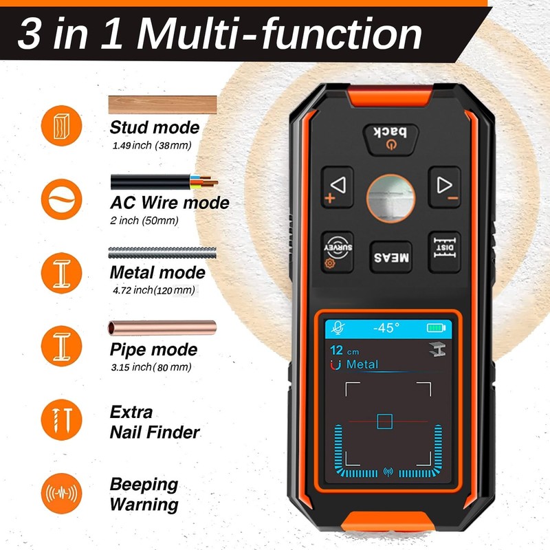 Noyafa Nf-518S Wall Scanner Stud Sensor 3In1 Stud Detector Beam Detector Laser gallery