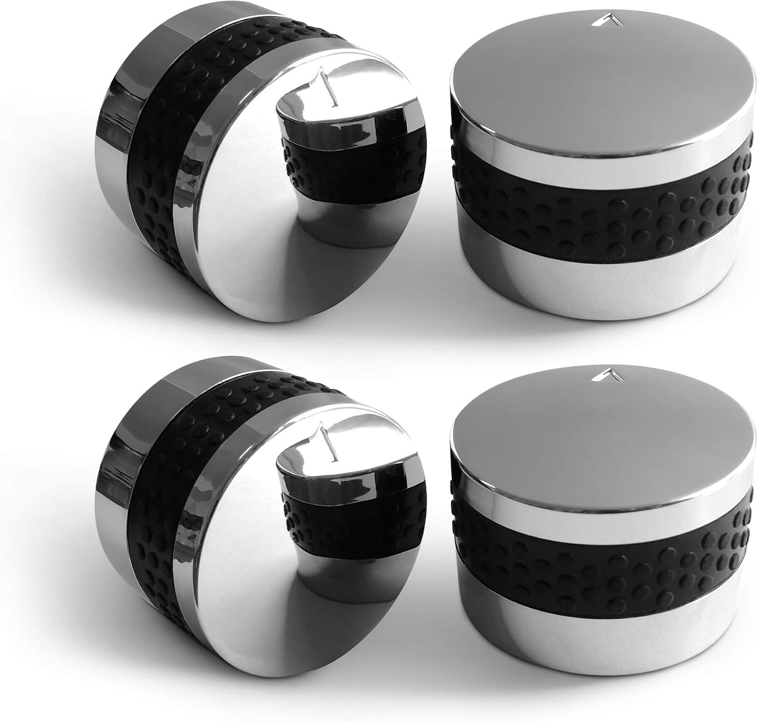 Grill Control Knob 4 Pack, Gas Burner Replacement, Chrome Plated Plastic with No gallery