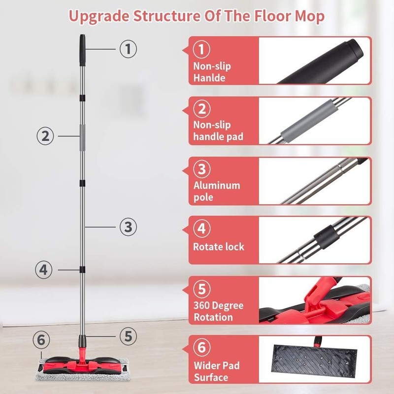 Durable 59" Microfiber Mop with 4 Washable Pads for Hardwood & Tile Cleaning gallery