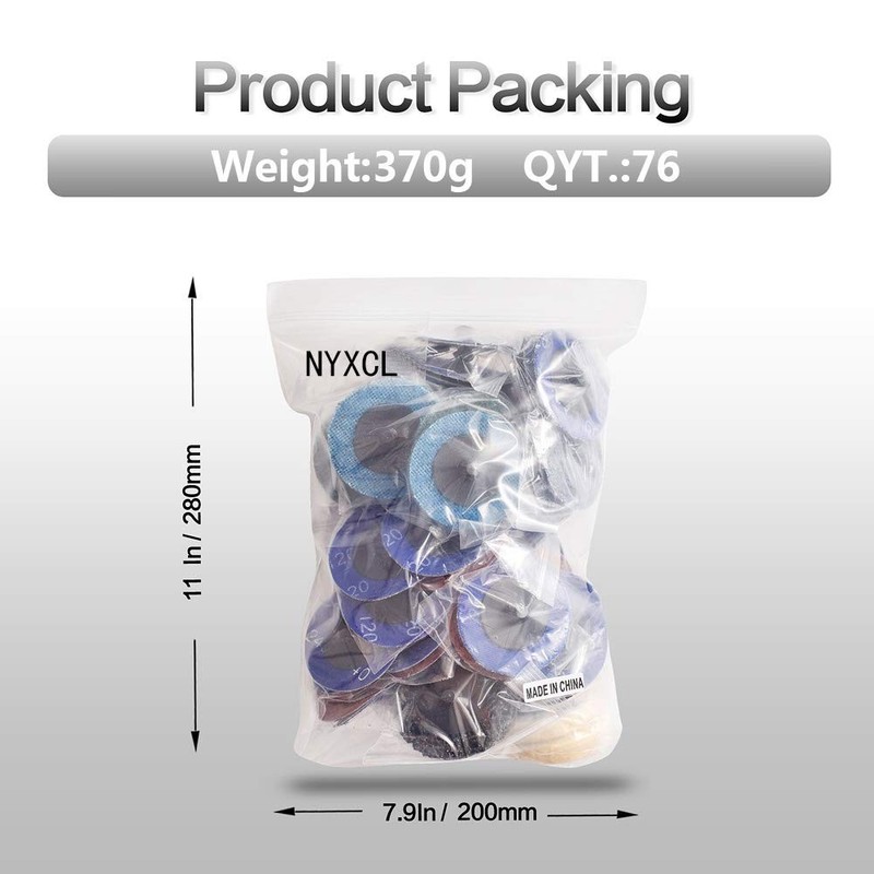 NYXCL 60pc 2" Quick Change Sanding Discs Set w/ Holder, Alum Oxide, SiC, Zirconi gallery