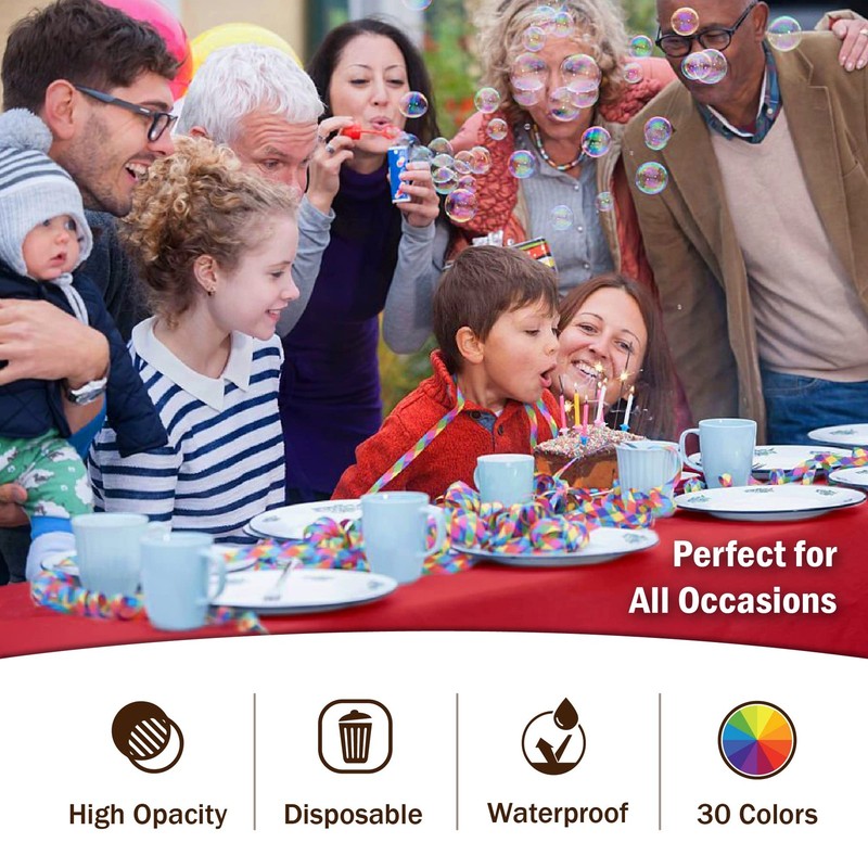 6-Pack Premium Plastic Tablecloth 54in. x 108in. Rectangle Plastic Table Cover - gallery