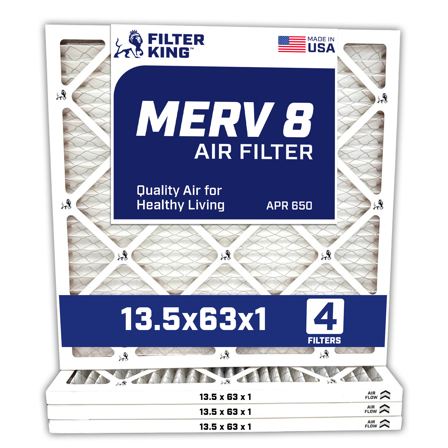 Filter King 13.5x63x1 Air Filter 4-PACK MERV 8 Actual Size 13.5 x 63 x .75" gallery
