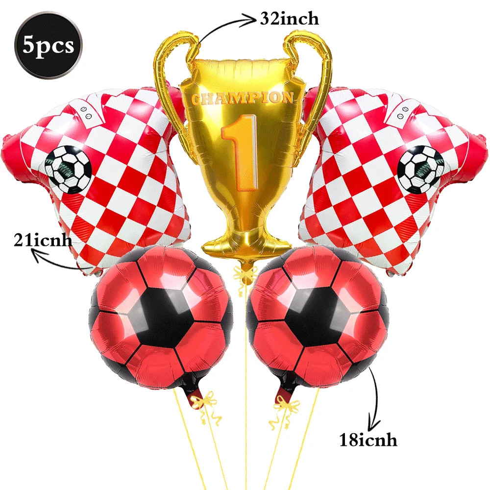 5pcs Soccer Party Decorations Soccer Balloons 32 Inch Gold Champion Trophy Ballo gallery
