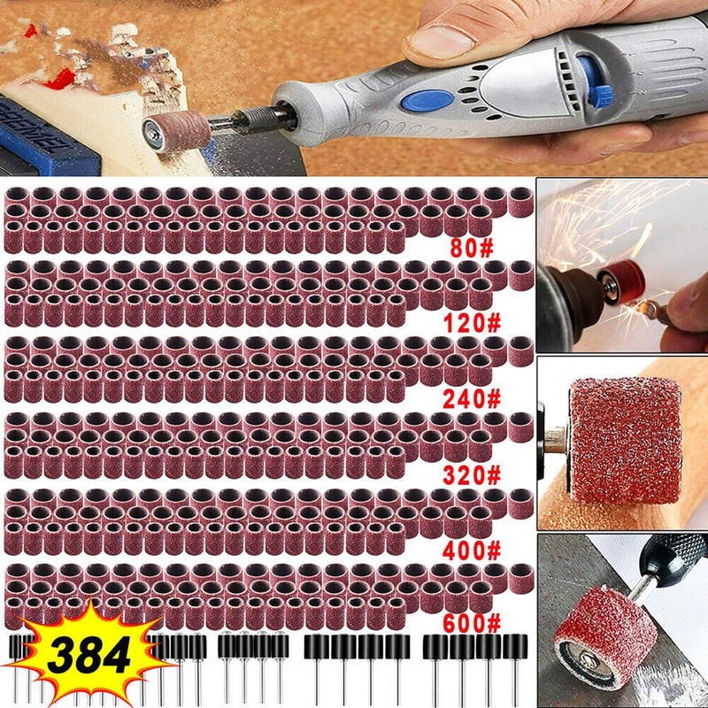 384PCS Drum Sanding Kit For Dremel Nail Drill Bits Accessories Rotary Tool Set gallery