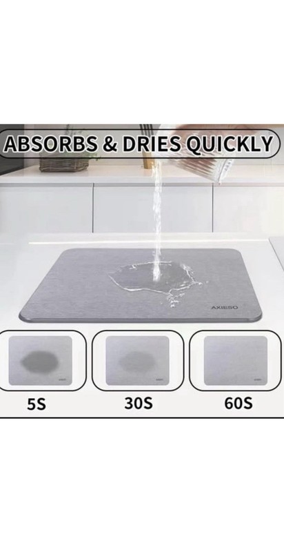 Axieso Dry Mat - Stone Drying Mat For Kitchen, Bath, Laundry Room, or Pet room gallery