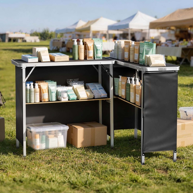 VEVOR Folding Portable Bar Table 2 pcs Bartending Station 38.6 x 15.2 x 34.3 in gallery