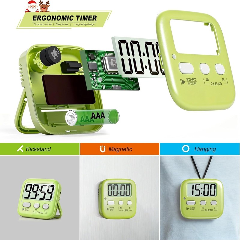 Loud/Silent 2 Pack Digital Timers - Perfect for Kitchen, Classroom & Exercise gallery