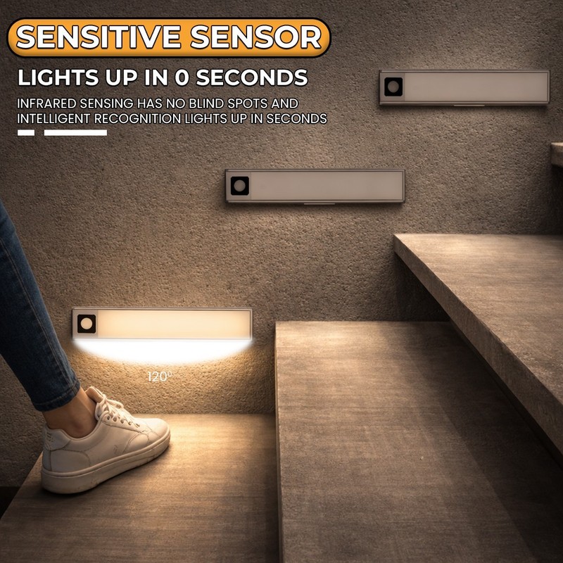 High Quality LED Motion Sensor Under Cabinet Closet Light USB Rechargeable gallery