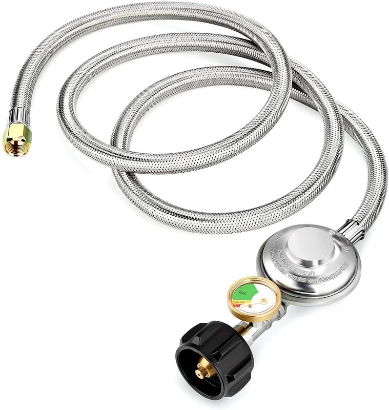 5FT Propane Hose Regulator with Gauge for Most LP Gas Grill, Heater, 3/8" Female gallery