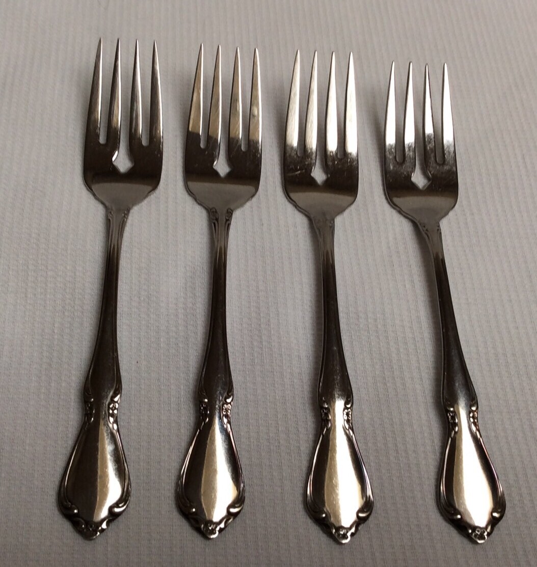Oneida Stainless Chateau Pattern 4 Salad Forks 6 1/4" gallery