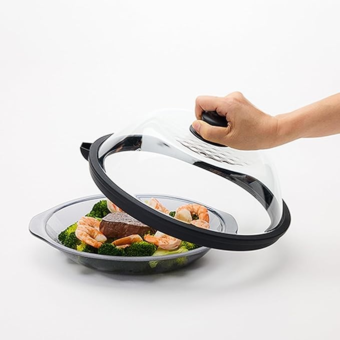 Lightweight Microwave Lid – Tempered Glass Splatter Cover with Steam Vent 9.5 in gallery
