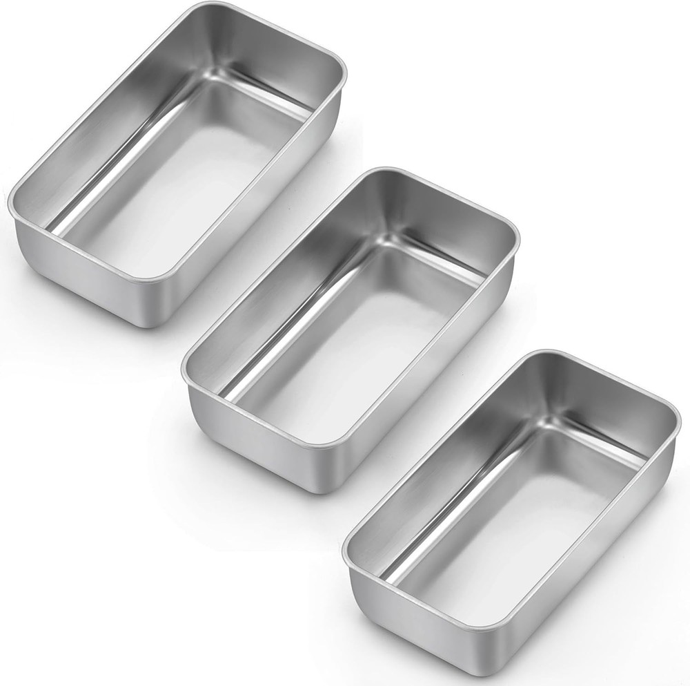 3Pack Stainless Steel Bread Loaf Pan Meatloaf Pan for Baking Pastry, 9 1/4" x 5"