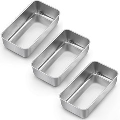 3Pack Stainless Steel Bread Loaf Pan Meatloaf Pan for Baking Pastry, 9 1/4″ x 5″