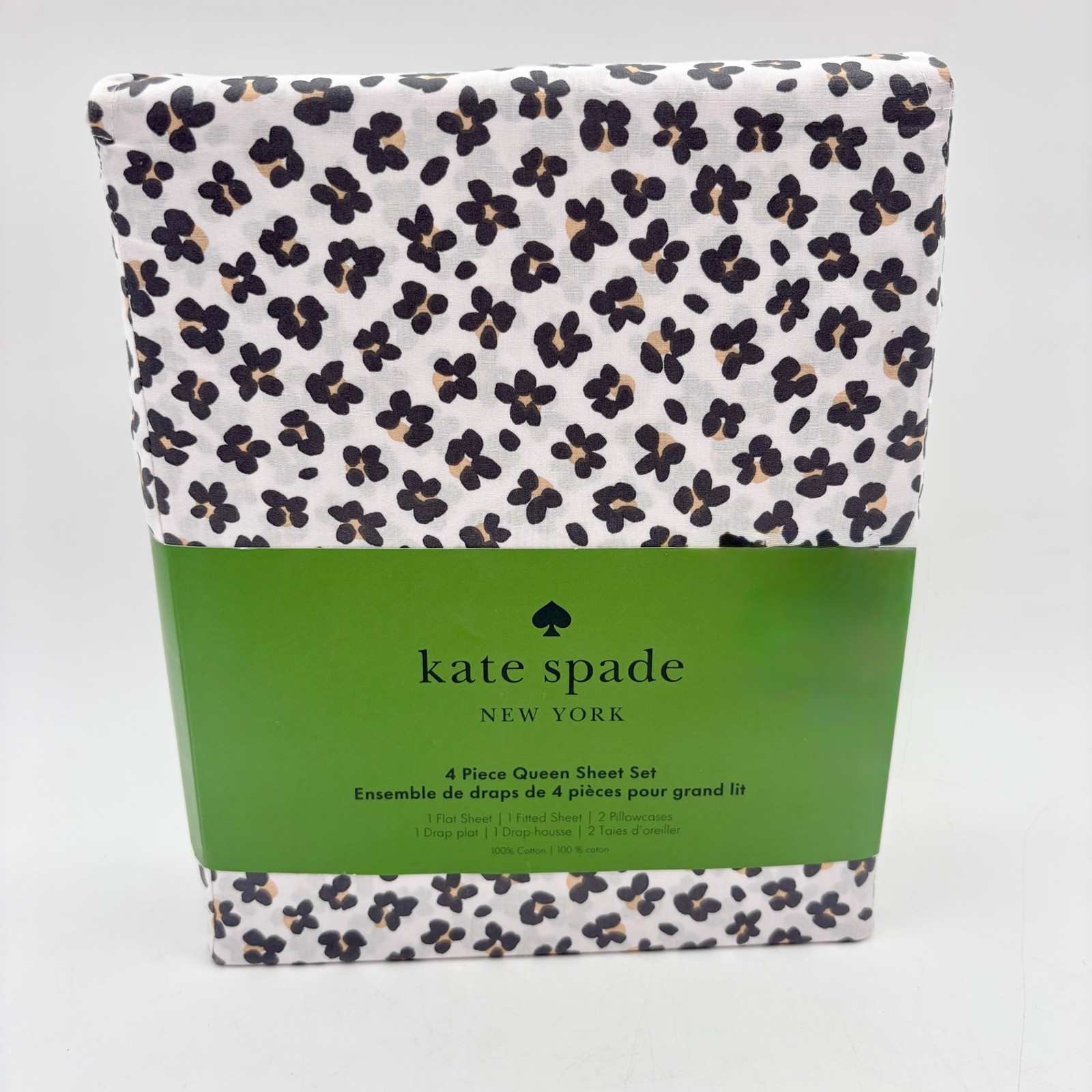 Kate Spade New York 4 Piece Queen Sheet Set Floral Leopard Print 100% Cotton gallery
