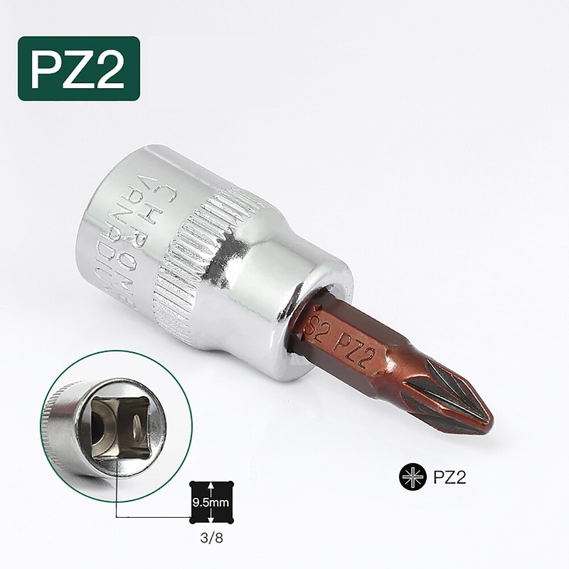 3Pcs 3/8" Drive Pozi Socket Bits Set PZ1 PZ2 PZ3 S2 Steel Phillips Screwdriver gallery