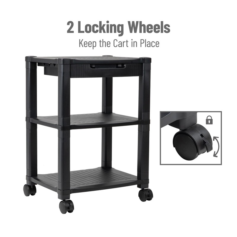 Mind Reader Rolling Printer Cart, Utility Cart, Printer Stand, Desk Storage, Off gallery