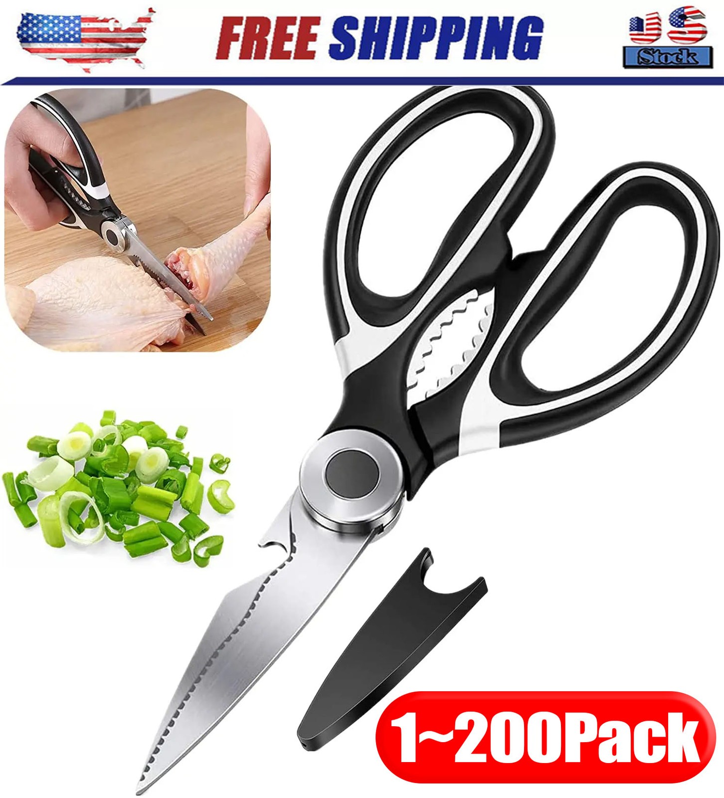 Stainless Steel Kitchen Shears Heavy Duty Scissors for Meat Fish Chicken Bones gallery