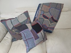 Vintage Wool Patchwork Throw & Pillows Set