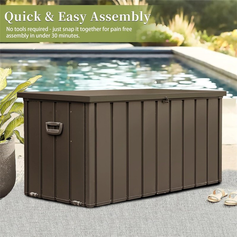 Waterproof Outdoor Storage Deck Box 200 Gallon Patio Storage Bin Dark Brown gallery