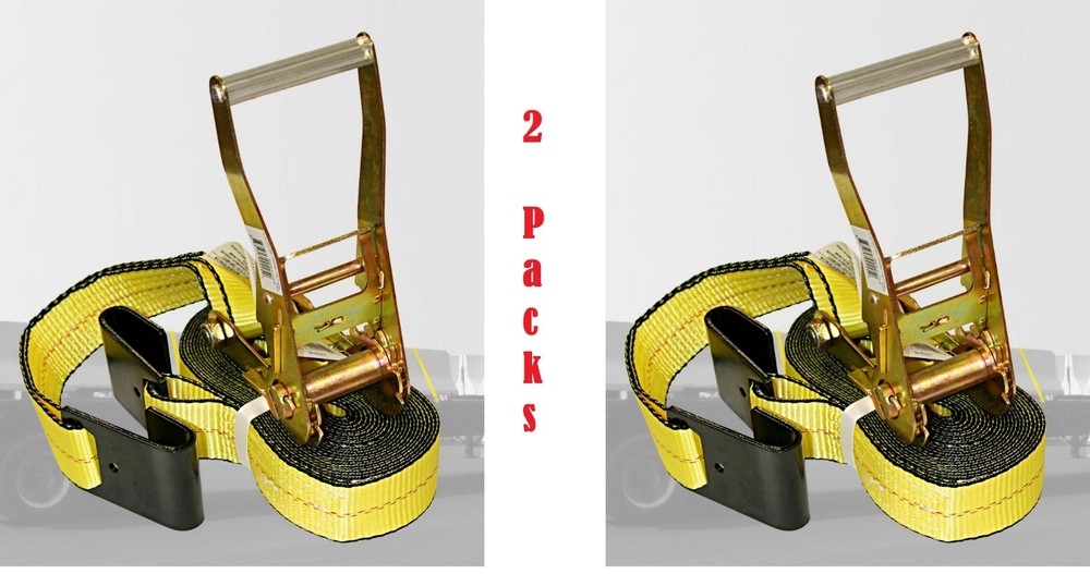 2PK 2inx30ft Tie Down Strap 10000LBS Break Strength 3333LBS Work Limit Flat-Hook