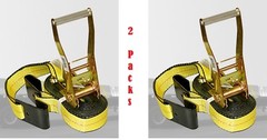 2PK 2inx30ft Tie Down Strap 10000LBS Break Strength 3333LBS Work Limit Flat-Hook