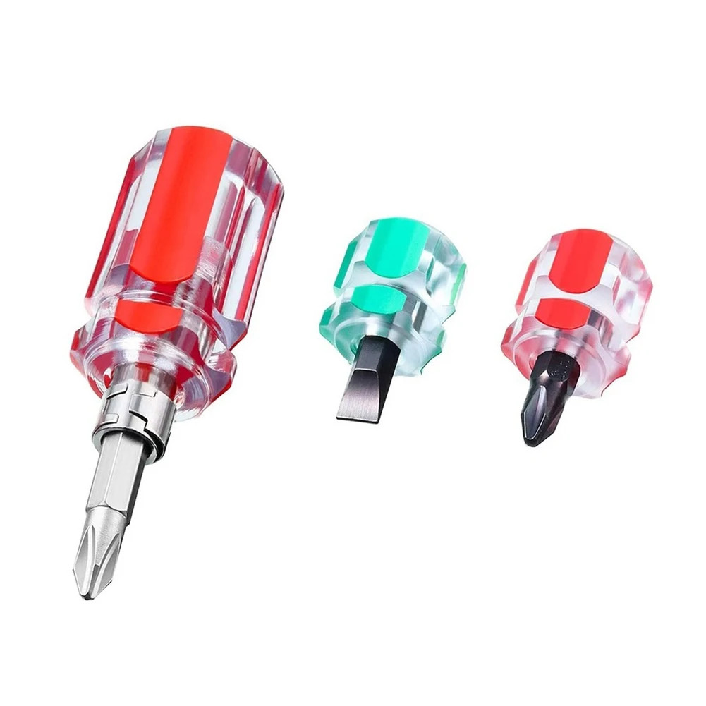 3Pcs Mini Screwdriver Set Short Flat & Phillips 2-in-1 Repair Tool Kit USA gallery