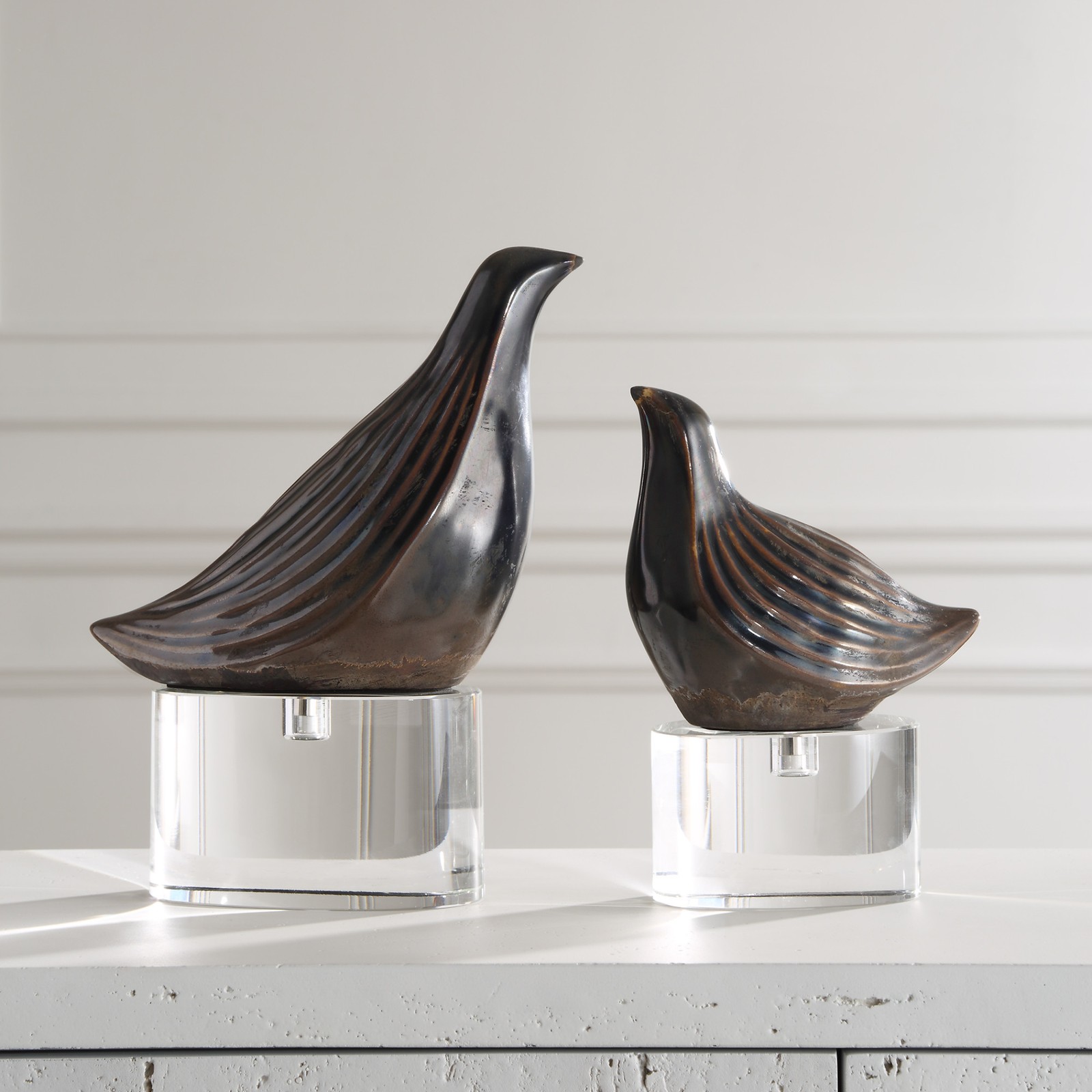 Uttermost 18144 Nesting Bird Ceramic Animal Sculpture - Set of 2 - Grey gallery