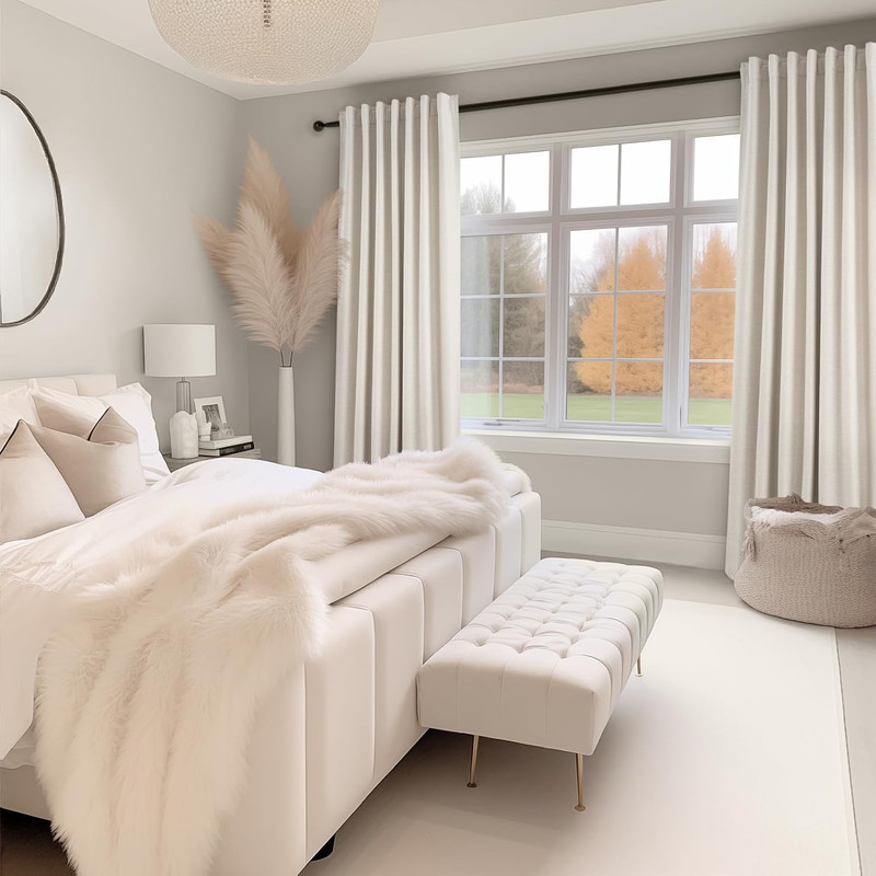 94 Inches Long Custom Ceiling Cream White Blackout Beige Curtains, Light Blockin gallery