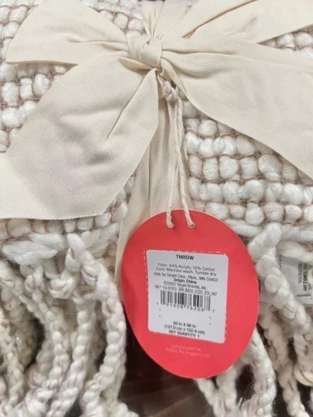 Opalhouse Textured Woven White Tan Throw Blanket Jungalow 50 X 60 Tassels NEW gallery