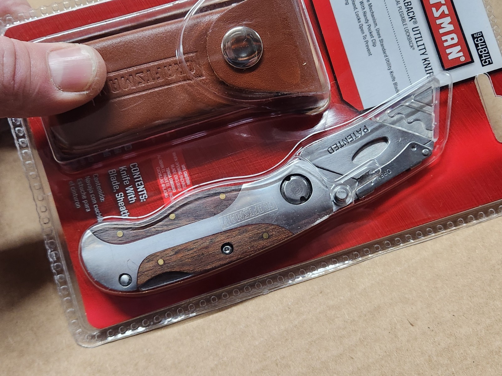 Craftsman FOLDING WOOD HANDLE LOCKBACK UTILITY KNIFE w LEATHER BELT SHEATH NEW gallery