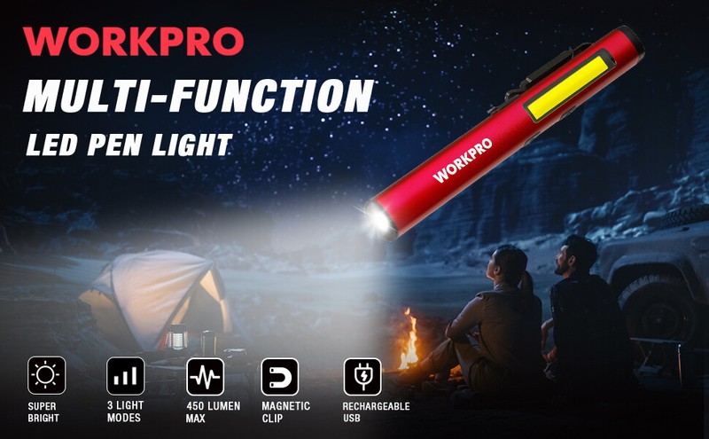 WORKPRO LED Pen Light With UV Flashlight With 450 Lumens 365nm UV Light Detector gallery