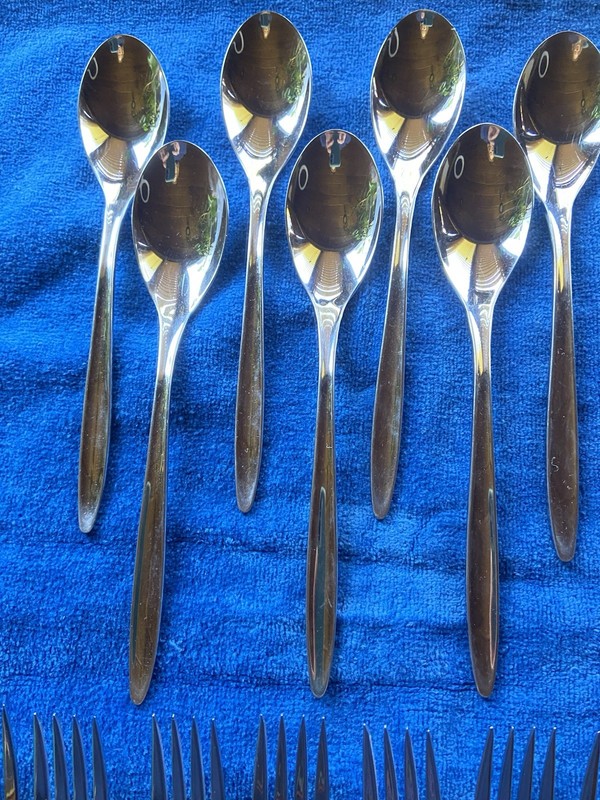 Sears Tradition Stainless USA Ronvik Service For 7 28 Pc. Plain Glossy MCM gallery