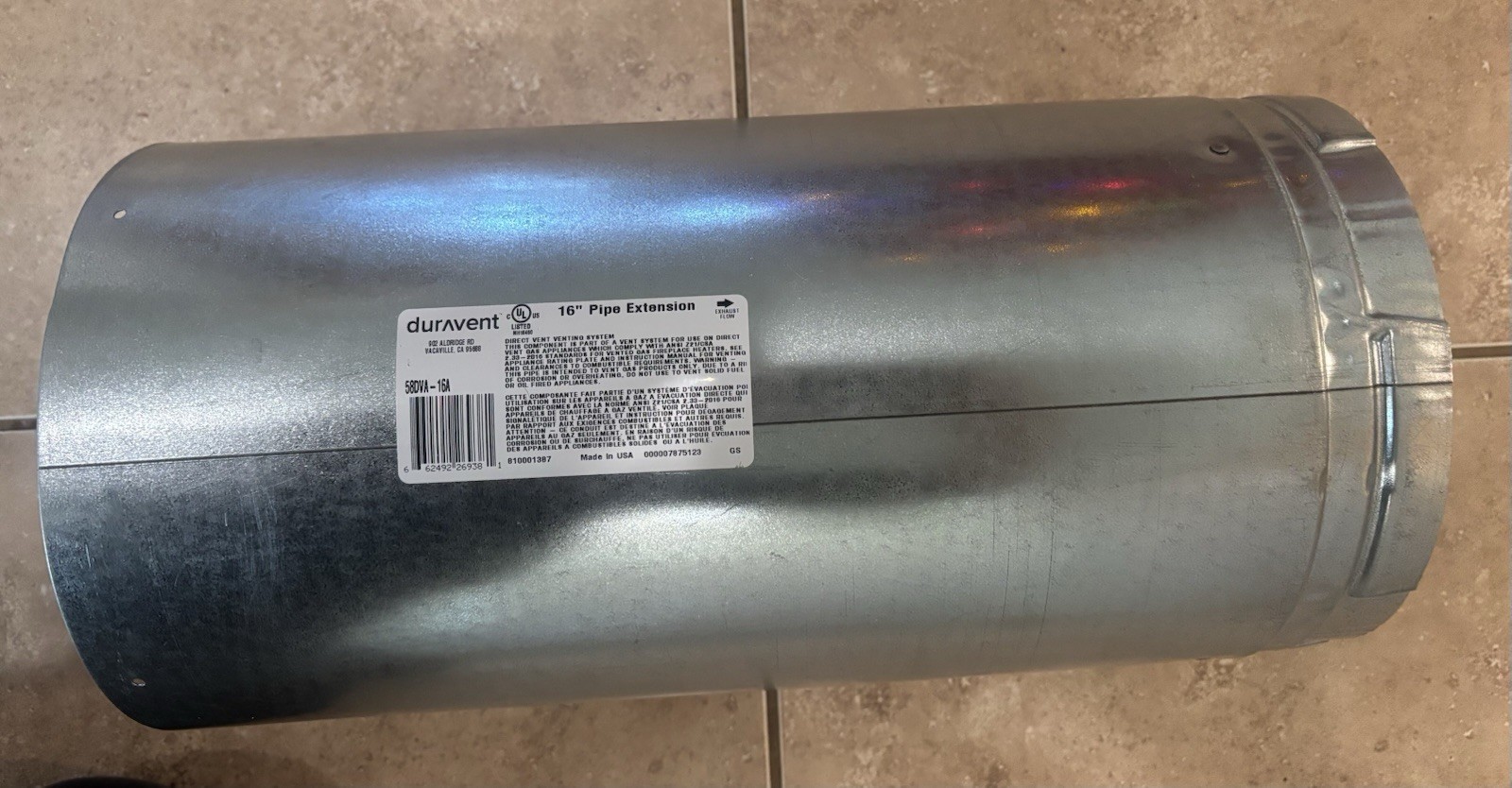 DuraVent 58DVA-16A DirectVent Pro 16" Pipe Extension gallery
