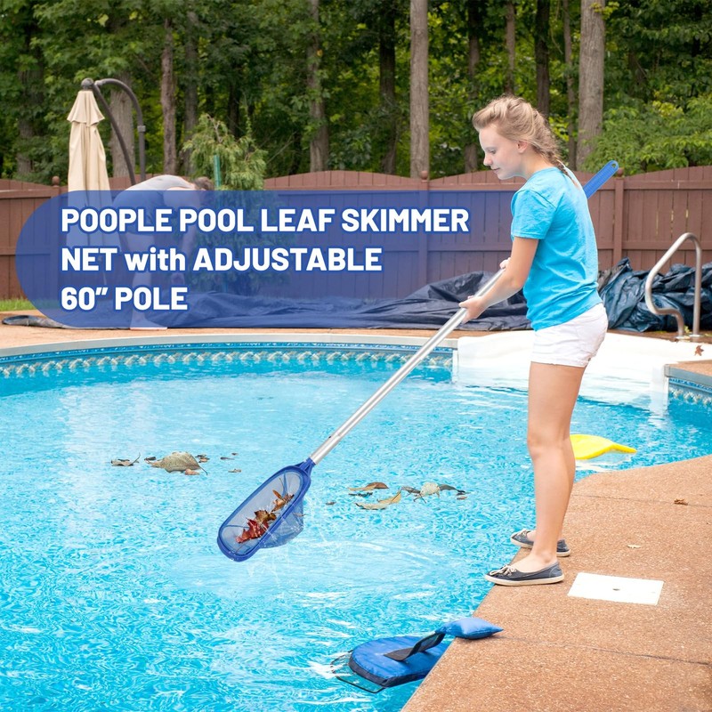 Pool Cleaning Kit, 16'' Pool Brush Head & Pool Skimmer Net with 60" Pole, Poo... gallery