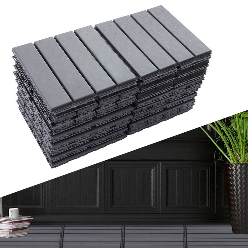 12"x12" Interlocking Deck Tiles, 30 Pack Outdoor Patio Floor Tiles Dark Gray gallery