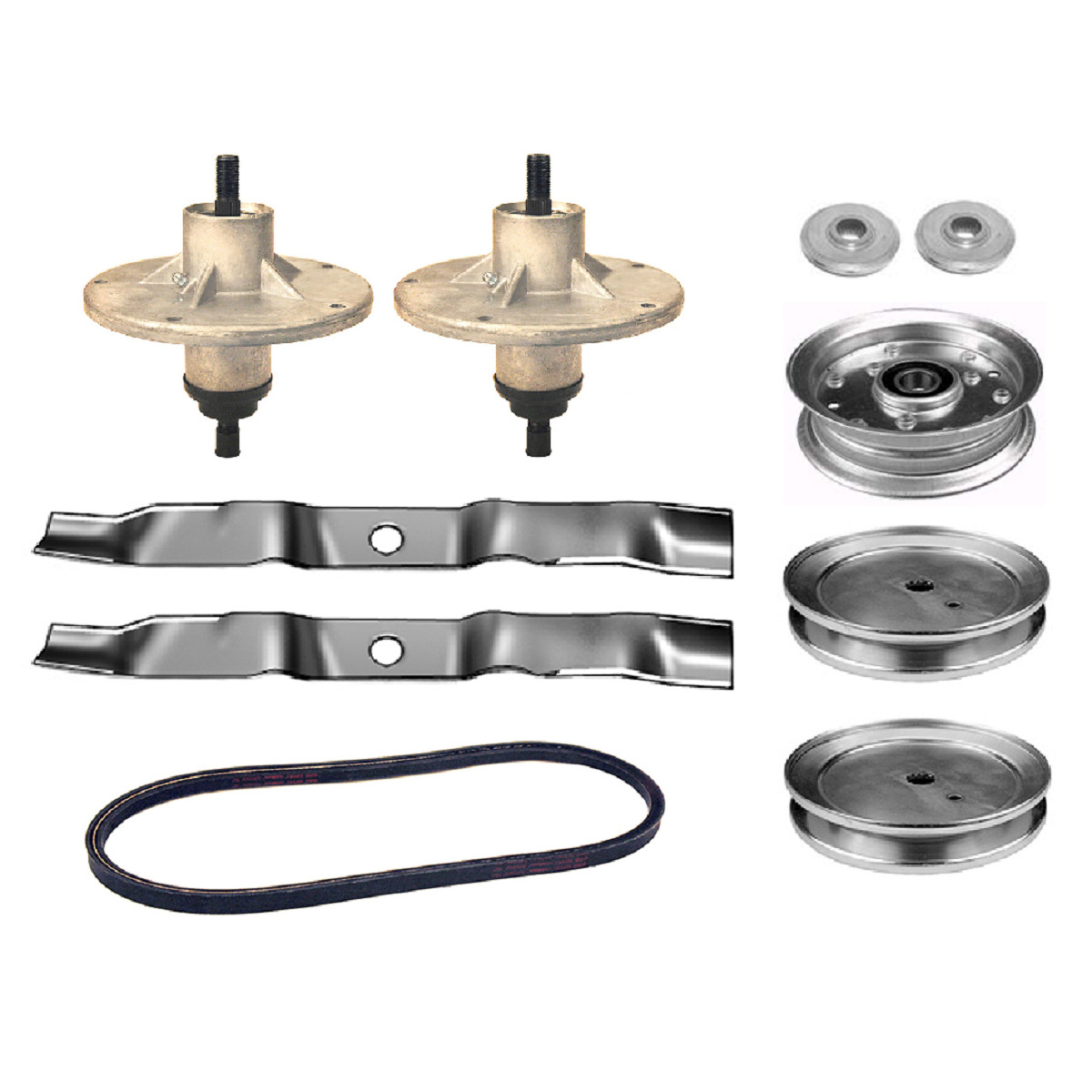 42" DECK REBUILD KIT FITS MURRAY RIDERS SPINDLE BLADES BELT PULLEYS ADAPTERS gallery