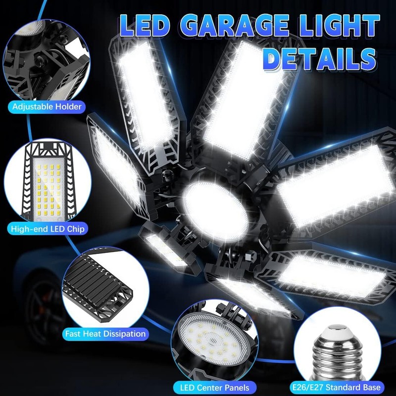 30000 Lumen Strong Triburst Multi-Directional Super Bright LED Garage Defo Light gallery